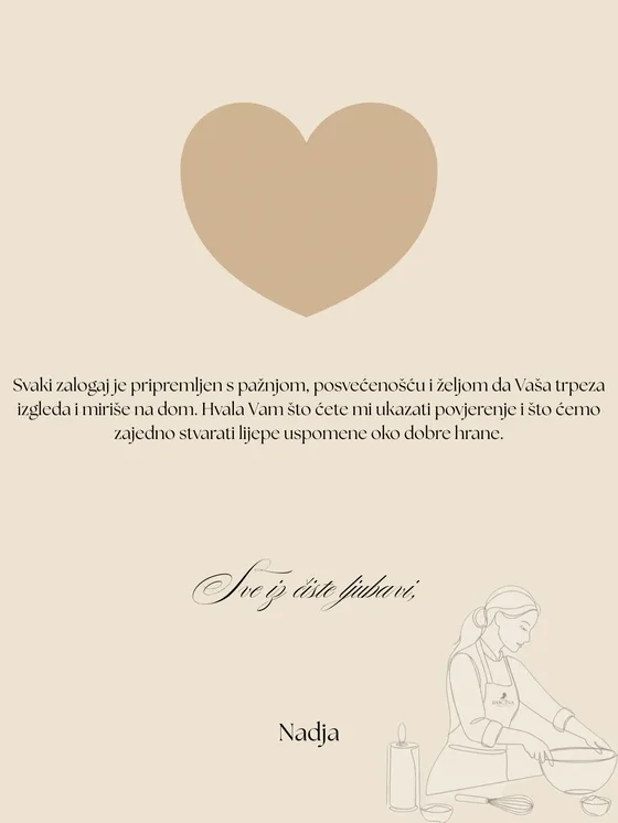 Kartica: poruka zahvalnosti i potpis — Nadja