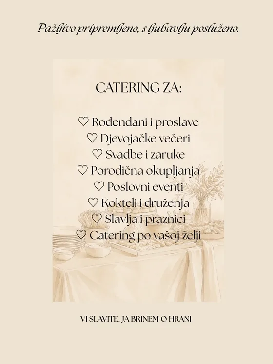Kartica: catering za rođendane, djevojačke večeri, svadbe i poslovne evente